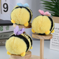 Porte-clés en peluche abeille mignonne et populaire, pendentif doux pour sac à dos, jouet décoratif transfrontalier