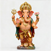 Statue de Lotus Ganesha de poche bleu et or DIY Produits abordables en résine Bouddha indien Petite taille Statue de Ganesha adaptée
