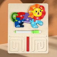 Puzzle en bois 3 en 1 pour enfants, exercices pour le cerveau gauche et droit, améliore les capacités pratiques, la réaction, jouet éducatif interactif