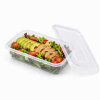 Boîtes à lunch jetables en plastique TeGuan, compatibles micro-ondes et réfrigérateur, minimalistes, pour les voyages, avec couvercle, 500 ml, modèle TG385, origine Guangdong