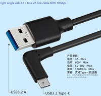 0,5 M VR PC cable USB 3,0 ángulo recto USB 3,2 tipo C cable de carga rápida