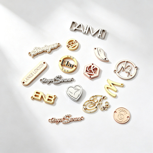 Custom Engraving Metal <b>Name</b> Tags Private Brand Sewable Metal Logo Plates Decorative Metal <b>Labels</b> for Bags & Garments - Product Image 2
