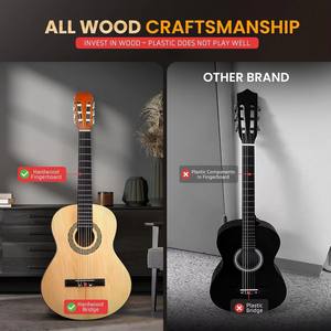 Kit de <span class=keywords><strong>guitare</strong></span> acoustique pour débutants, taille <span class=keywords><strong>junior</strong></span> 3/4, entièrement en bois, finition naturelle brillante, comprend accessoires, étui, accordeur et leçons, <span class=keywords><strong>guitare</strong></span> de 41 pouces - Product Image 6
