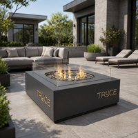 Table de foyer au gaz de style moderne personnalisée pour terrasse, en acier au carbone de haute qualité, avec réservoir de propane dissimulé, idéale pour les fêtes en extérieur