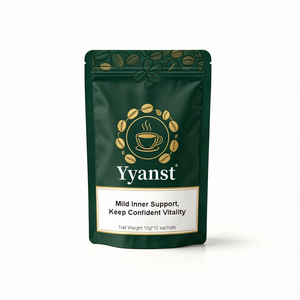 Café Instantáneo Orgánico en Polvo con Mezcla de Raíces de Plantas, 10 Sobres Individuales Desechables de 10g, Bolsa Reutilizable Verde Oscuro con Impresión Personalizada - Product Image 1
