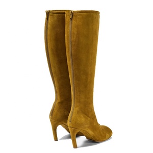 Unique Back Zipper Thin Heels Women Solid Suede Knee High Boots Silver <b>Long</b> Booties Custom Logo Square Toe Ladies Shoes - Product Image 6