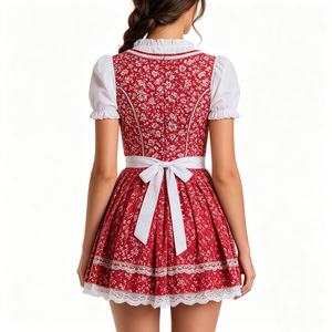 <span class=keywords><strong>Traje</strong></span> de <span class=keywords><strong>Oktoberfest</strong></span> para <span class=keywords><strong>Hombre</strong></span>, Vestido Mini Dirndl de Poliéster Rojo con Estampado Floral, Disfraz Tradicional Bávaro Alemán para Festival de la Cerveza con <span class=keywords><strong>Traje</strong></span> - Product Image 5