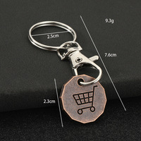 Porte-clés porte-monnaie pour chariot de courses avec logo personnalisé, en alliage de zinc, jeton octogonal, mousqueton, cadeau promotionnel