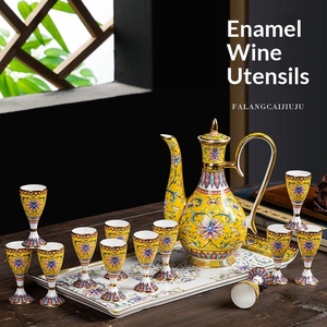 Ensemble à vin Jingdezhen, coffret cadeau avec verres à vin, bouteille à vin, verre à vin haut en émail, verre à spiritueux - Product Image 3