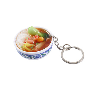 โมเดลชามข้าวจำลองขนาด 4 ซม., พวงกุญแจจานชามลายครามสีน้ำเงินและสีขาว, ของเล่นอาหารจีนจำลองขนาดเล็ก - Product Image 1