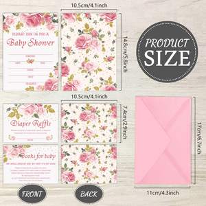 Inviti Floreali per Baby Shower, <span class=keywords><strong>Biglietti</strong></span> per Lotteria Pannolini e <span class=keywords><strong>Biglietti</strong></span> <span class=keywords><strong>di</strong></span> Richiesta per Libro Baby Shower con Busta - Product Image 2
