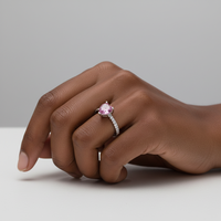 Bague Cocktail en Argent Sterling S925 avec Moissanite Cœur Multicolore 1 & 2 Carats Certifiée GRA, Sertie Pavé, Vente en Gros