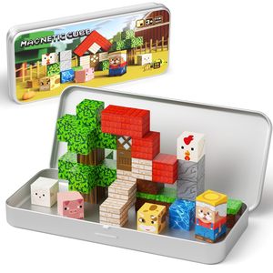 Blocs magnétiques Animaux <span class=keywords><strong>de</strong></span> <span class=keywords><strong>la</strong></span> <span class=keywords><strong>ferme</strong></span> Jouets <span class=keywords><strong>de</strong></span> voyage 35 pièces Cubes <span class=keywords><strong>de</strong></span> construction magnétiques portables STEM avec boîte <span class=keywords><strong>de</strong></span> rangement en métal pour enfants - Product Image 1