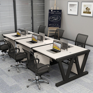 Escritorio de ordenador de oficina con pantalla para varias personas, escritorio de oficina con gabinete de almacenamiento y silla - Product Image 2
