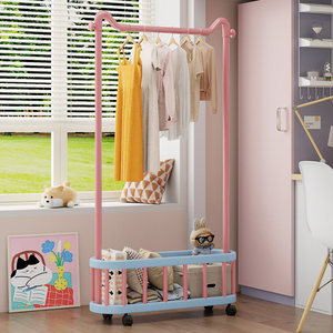 Clothes <b>Rack</b> Floor Standing Portable Storage <b>Shelf</b> For Bedroom Living Room Minimalist Design With Wheels - Product Image 1