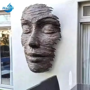 Grande sculpture murale 3D abstraite moderne en <span class=keywords><strong>bronze</strong></span>, visage humain, paysage, art métallique en <span class=keywords><strong>bronze</strong></span> coulé pour jardin - Product Image 2