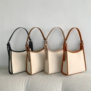 New Product 2023 Leather Canvas Tote Bag Custom Shoulder Bag Womens Tote Single Shoulder Women's Bag Lady Handbag for Sale