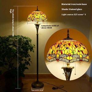 Vintage Tiffany <span class=keywords><strong>libellule</strong></span> créatif chaud verre LED lampadaires pour café chambre salon debout Vertical lampadaire - Product Image 6