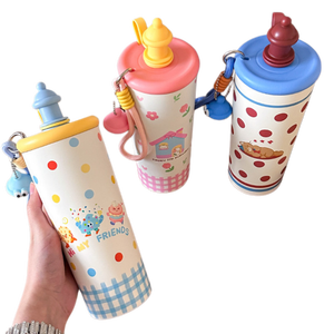 Bouteille <span class=keywords><strong>d</strong></span>'<span class=keywords><strong>eau</strong></span> isotherme de 700 ml avec imprimé de dessin animé fantaisiste, gourde en acier inoxydable pour enfants avec couvercle en forme de château - Product Image 6