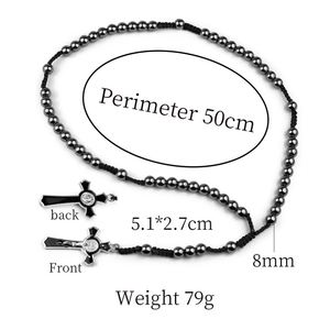 Rosario Católico de Hematita con Cruz y Cuentas de Oración para Jesús, Regalos Cristianos para el Día de Pascua - Product Image 5