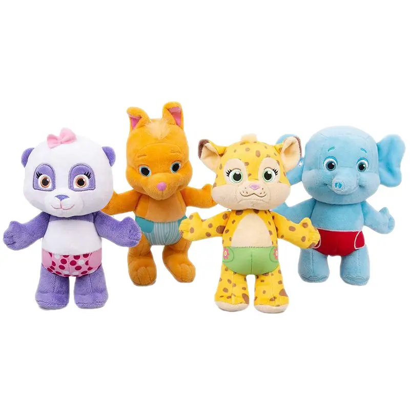 RTS 25cm Word Party Plush Toys Lulu Bailey Franny Kip Panda Elephant Soft Stuffed Animals Dolls Toys For Kids Birthday Gift