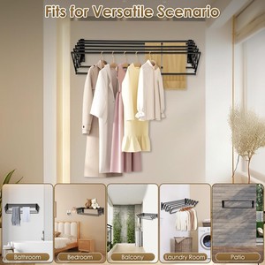 Séchoir à linge mural pliable Porte-serviettes à linge peu encombrant <span class=keywords><strong>pour</strong></span> salle <span class=keywords><strong>de</strong></span> bain et salon - Product Image 6