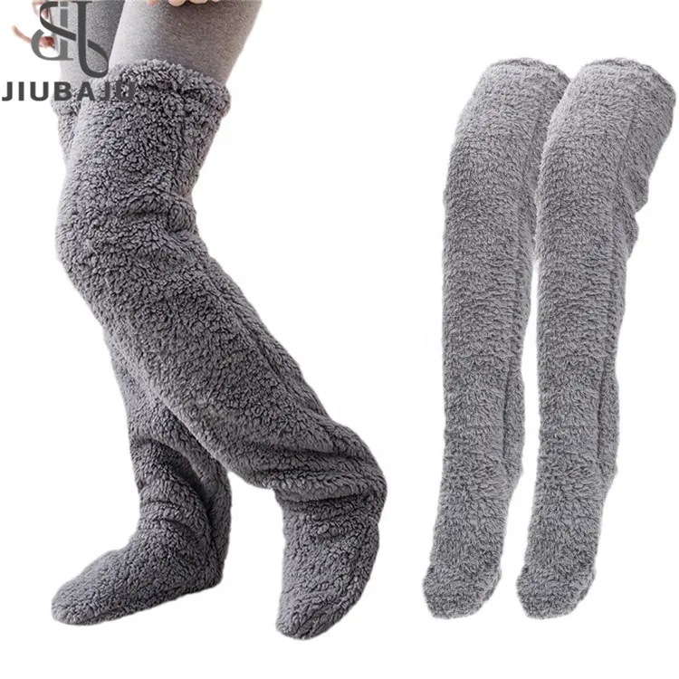 Coxa Alta Fuzzy Meias Senhoras Sobre Joelho Fluffy Fur Meias Cama Dormir Meias Quentes Legging Stocking Plush Leg Warmers para As Mulheres