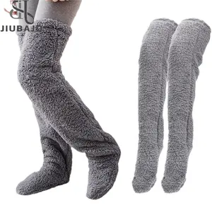 Calze pelose alte alla coscia da donna su ginocchio soffice calze di pelliccia letto calze calde per dormire Legging calza in peluche scaldamuscoli per le gambe da donna