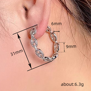 Orecchini a Cerchio Geometrici, Orecchini Pendenti con Zirconi per Donne, Gioielli di Tendenza - Product Image 2