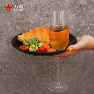 Plateau de service en mélamine Wanshan avec porte-verres à vin, idéal pour les réceptions de café ou de thé en extérieur - Product Image 4