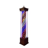 Enseigne LED vintage rotative sur pied en acier inoxydable pour salon de coiffure et barbier, étanche et anti-explosion, mini-luminaire