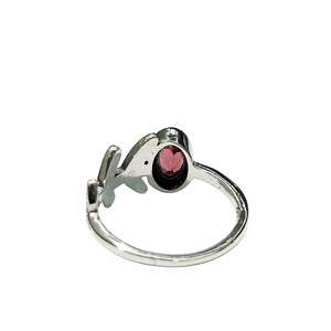 Vintage 925 Sterling <b>Silver</b> <b>Ring</b> Oval Red <b>Garnet</b> Gemstone Antique Leaf Branch Finger Fine Jewelry Wholesale - Product Image 5