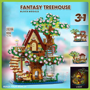 959Pcs <span class=keywords><strong>3</strong></span> Trong 1 Ngôi Nhà Cây Khối Xây Dựng Với Cầu Thang Đu Treehouse Ánh Sáng Gốc Sáng Tạo Gạch Cho Cô Gái - Product Image 2