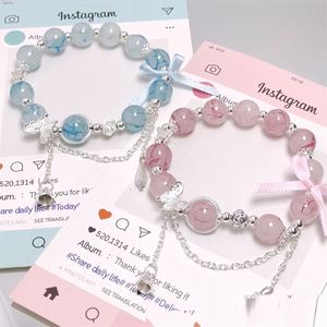Trendy Colorful Sweet Fantasy Popcorn Cracked Beads <b>Bracelet</b> for Women Girls Butterfly Charm Pendant Hand <b>Beaded</b> <b>Bracelet</b> - Product Image 1