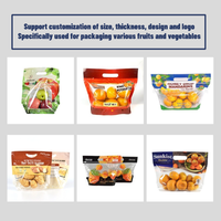 Verpakkingen voor vers fruit en groenten, op maat bedrukt met logo, plastic staande ziplock zakken voor opslag van fruit en groenten