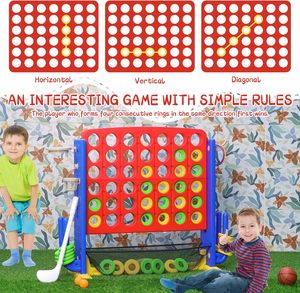 Jeu de Jardin Géant 4-en-1, Ensemble Jumbo Réglable en Hauteur avec Golf, Panier de Basket et Lancer d'Anneaux, Amusement Intérieur/Extérieur pour Enfants et Adultes - Product Image 6