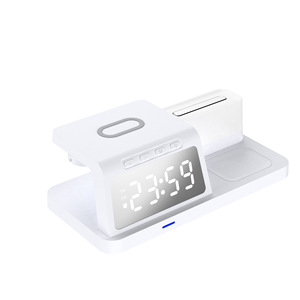 HiTao 15W 5-in-1 <b>Wireless</b> Charging Station with Digital Clock & RGB Ambient <b>Light</b> for Multi-Device Charging - Product Image 3