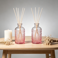 Bouteilles de diffuseur à roseaux en verre rose luxueuses de 150 ml, vides, avec bouchon en liège et sérigraphie, pour la vente en gros de parfums d'ambiance