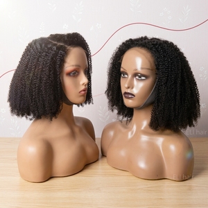 Perruques Bob Courtes en Cheveux Humains Brésiliens Bouclés <span class=keywords><strong>Afro</strong></span> Kinky, Sans Colle, avec Fermeture en Dentelle HD Complète 4x4 5x5 7x7, Vente en Gros - Product Image 3