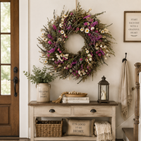 Couronne de fleurs séchées naturelles faite à la main, style bohème rustique, décoration murale pour la maison, longue durée, écologique, pour mariage, Noël, fête
