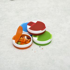 Hot Selling Mini Portable Round Shape 4 Cases Plastic Pill <b>Box</b> With Custom Logo - Product Image 6
