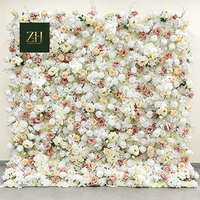 Mur floral 3D en tissu de soie blanc personnalisé avec roses romantiques pour décoration intérieure et extérieure
