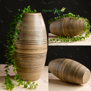 Jarrón decorativo de bambú marrón de alta calidad de primera elección, diseño minimalista creativo para uso en el jardín del hogar - Product Image 1