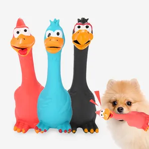 吱吱作响的乳胶狗玩具3色站立尖叫鸡狗玩具