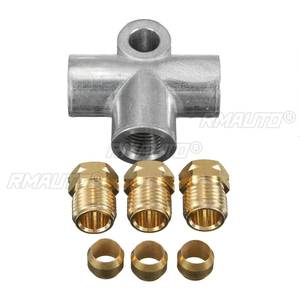 Nouveau raccord en T argenté à 3 voies pour conduite de frein avec 3 écrous mâles M10, en cuivre métrique court 3/16 10mm, pièces de rechange pour distributeur - Product Image 3