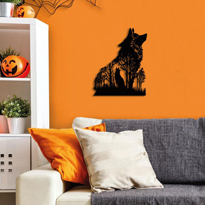 Artigianato in ferro metallo nero <span class=keywords><strong>lupo</strong></span> appeso a parete WJD12 Silhouette creativa per la decorazione della festa <span class=keywords><strong>di</strong></span> Halloween - Product Image 5