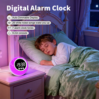 Réveil de Chevet Intelligent Innovant 7 Couleurs avec Machine à Bruit Blanc Portable et Fonction Apaisante, Rechargeable par USB pour Chambre à Coucher