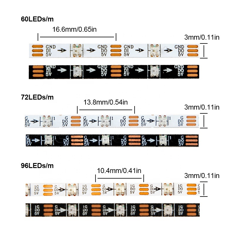 Mini 3mm 4mm 5mm Width Small White Black WS2812B Smart RGBIC Narrow Thin WS2812 DC 5V RGB Led Strip Light for Car RC Plane Model · image 2