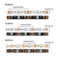 Mini bande lumineuse RGB led pour modèle d'avion et de voiture, ruban d'éclairage, noir, blanc, petit, 3mm, 4mm, 5mm de largeur, WS2812B intelligent rgc étroit WS2812 DC 5V, RGB, 5V