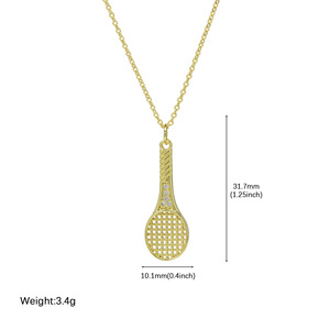 Cross Border Hot Selling Copper Zircon Sports Series Badminton <b>Tennis</b> <b>Table</b> <b>Tennis</b> Pendant Necklace for Women Trendy - Product Image 5